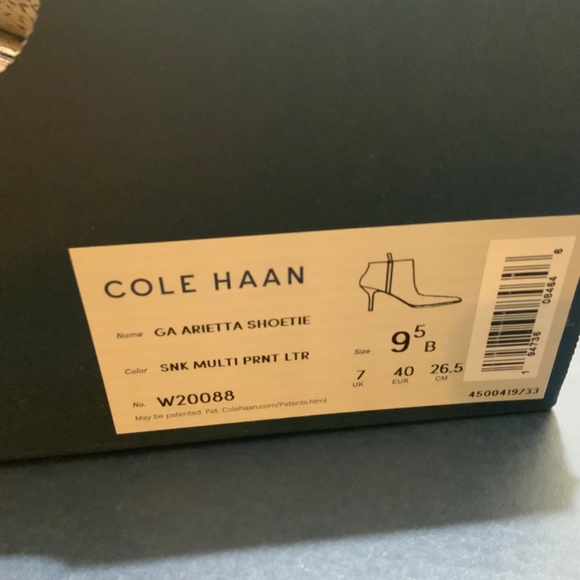 Cole Haan Grand Ambition Arietta Snake Print Bootie Leather Pointed Toe Boot 9.5 - Picture 8 of 11